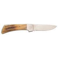 Early Jimmy Lile Lockback Folding Knife, Staghorn Handle, Full Name Engraved on Blade