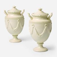 A Pair of Wedgwood Queensware Vases and Covers UK, circa 1785