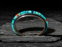 Silver and Cobblestone Inlay Cuff Bracelet