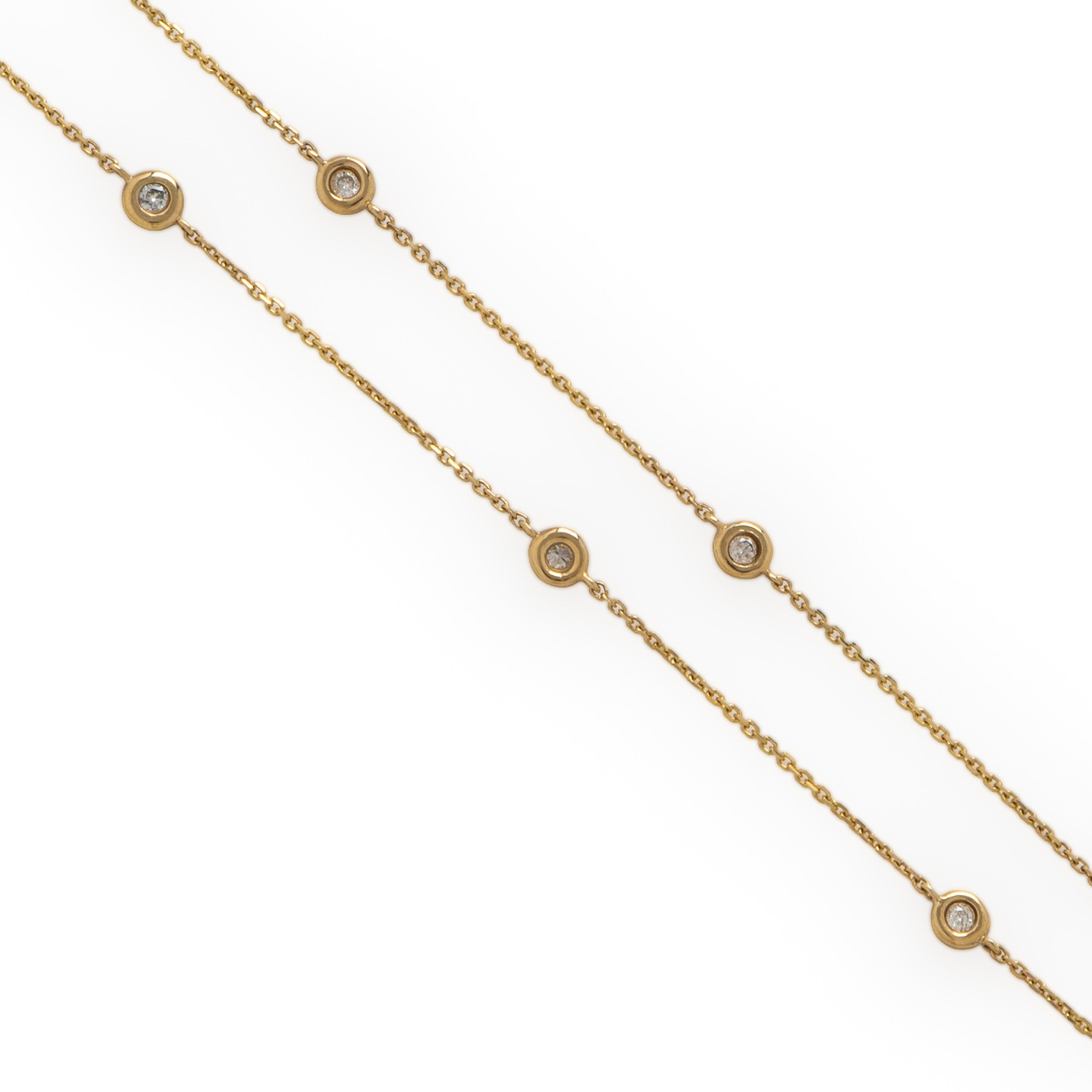 Diamond and Yellow Gold Station Anklet