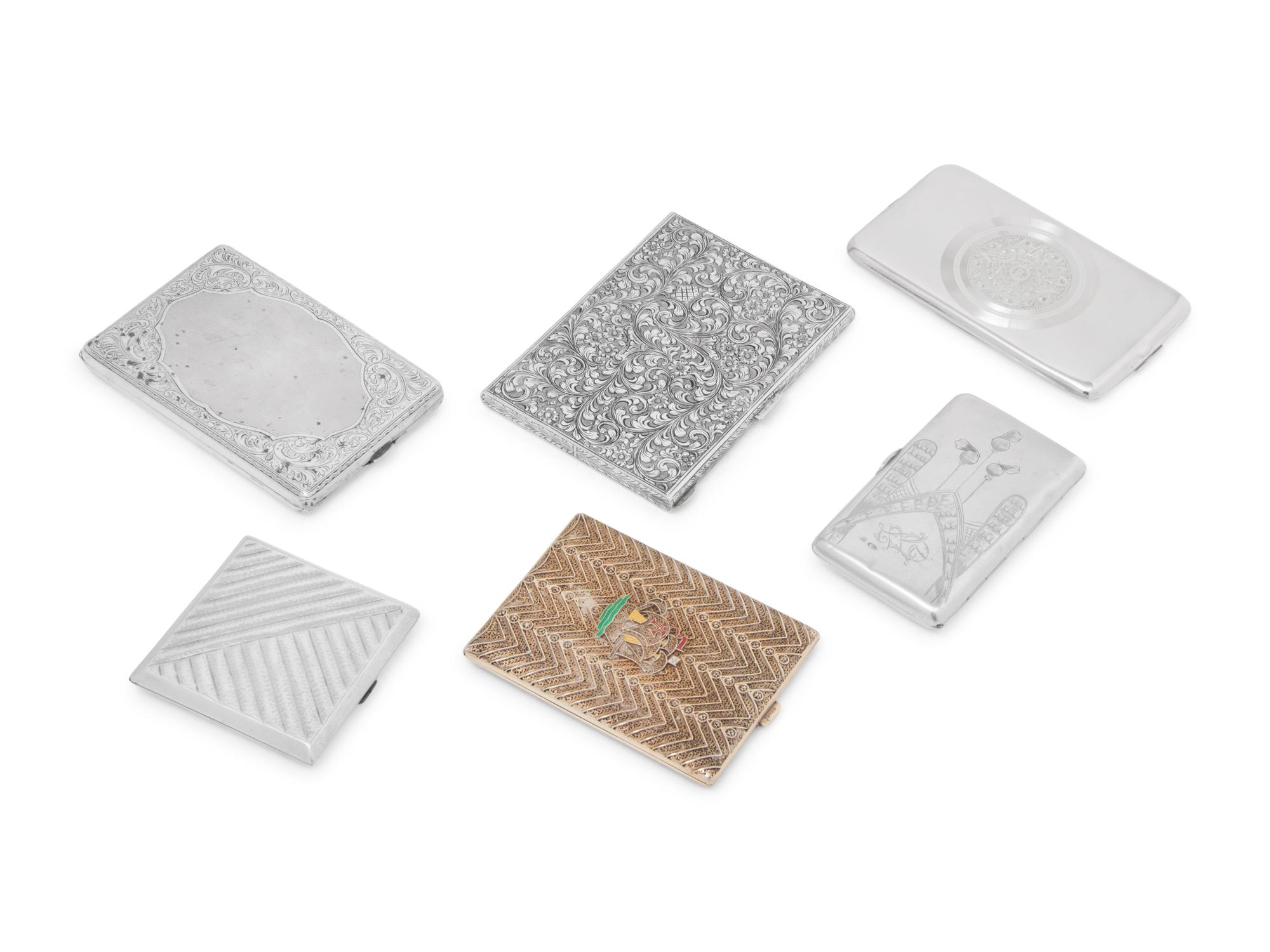 A Group of Six Silver Cigarette Cases