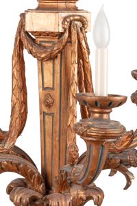 An Italian Baroque Style Giltwood Six-Light Chandelier