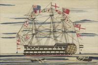 Two Sailor-Made Woolwork Pictures of Ships Festooned with Signal Flags, 19th Century