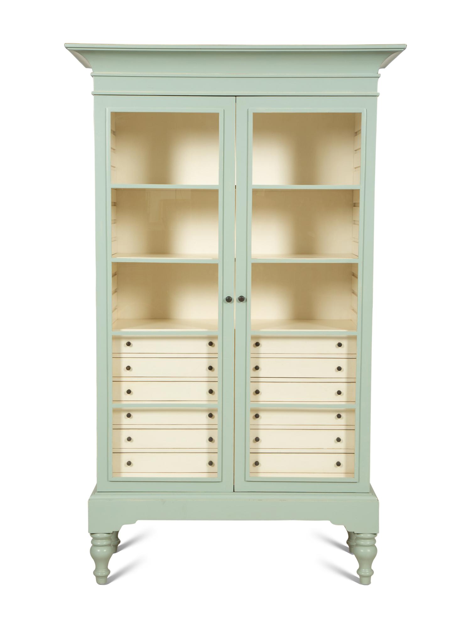 A Contemporary Blue Painted Display Cabinet