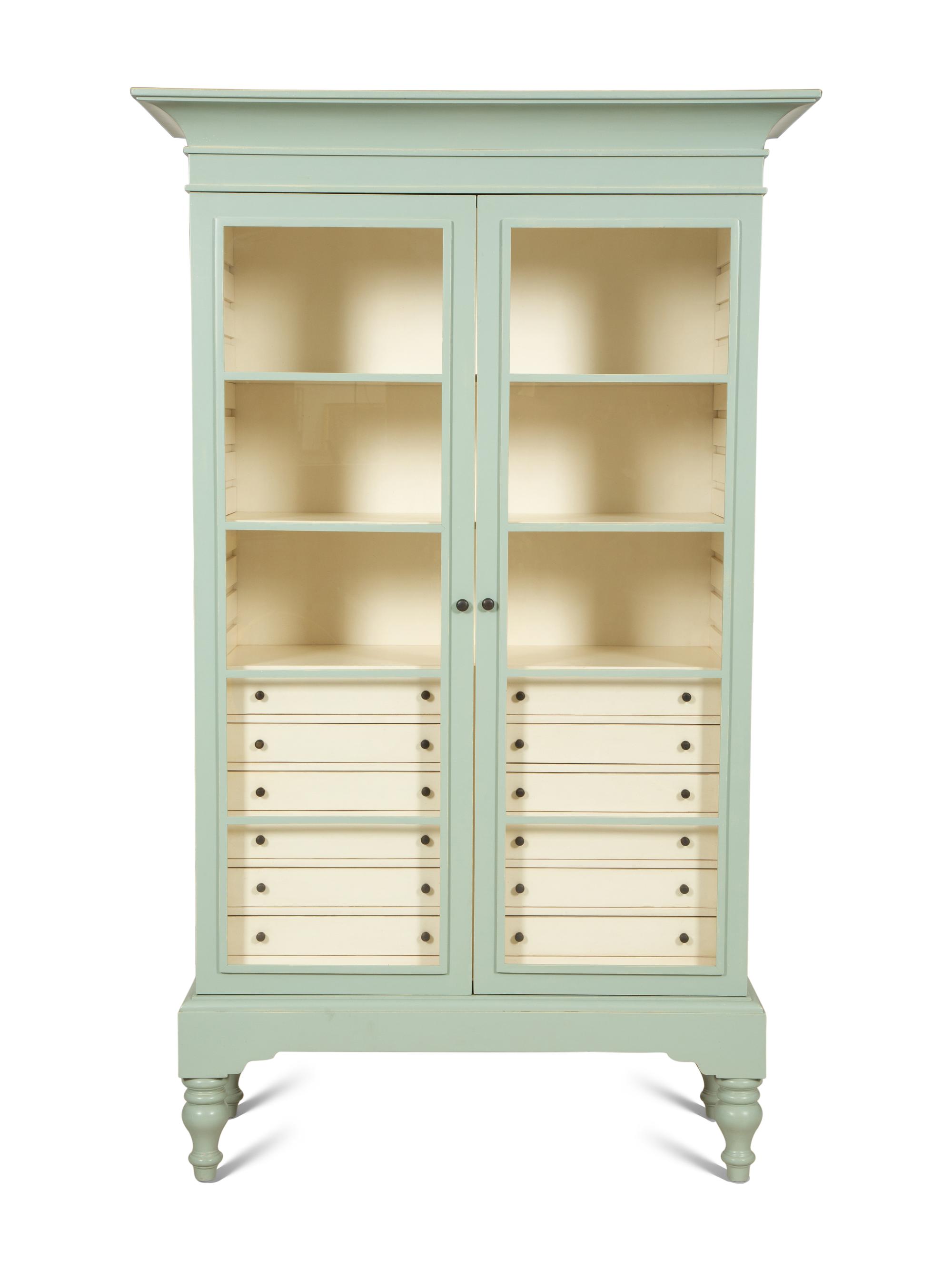 A Contemporary Blue Painted Display Cabinet