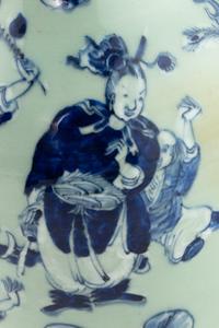 A Chinese Celadon Ground Blue and White Porcelain Vase