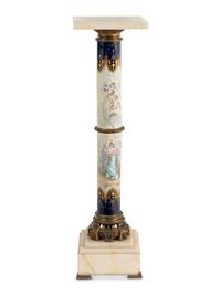 A Sèvres Style Porcelain, Gilt Bronze and Onyx Pedestal