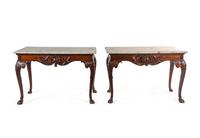 A Pair of George II Style Mahogany Console Tables