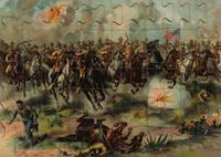 [ROOSEVELT, Theodore (1858-1919) - SPANISH AMERICAN WAR]. Puzzle featuring Theodore Roosevelt and the Rough Riders. [New York: McLoughlin Bros., 1898].