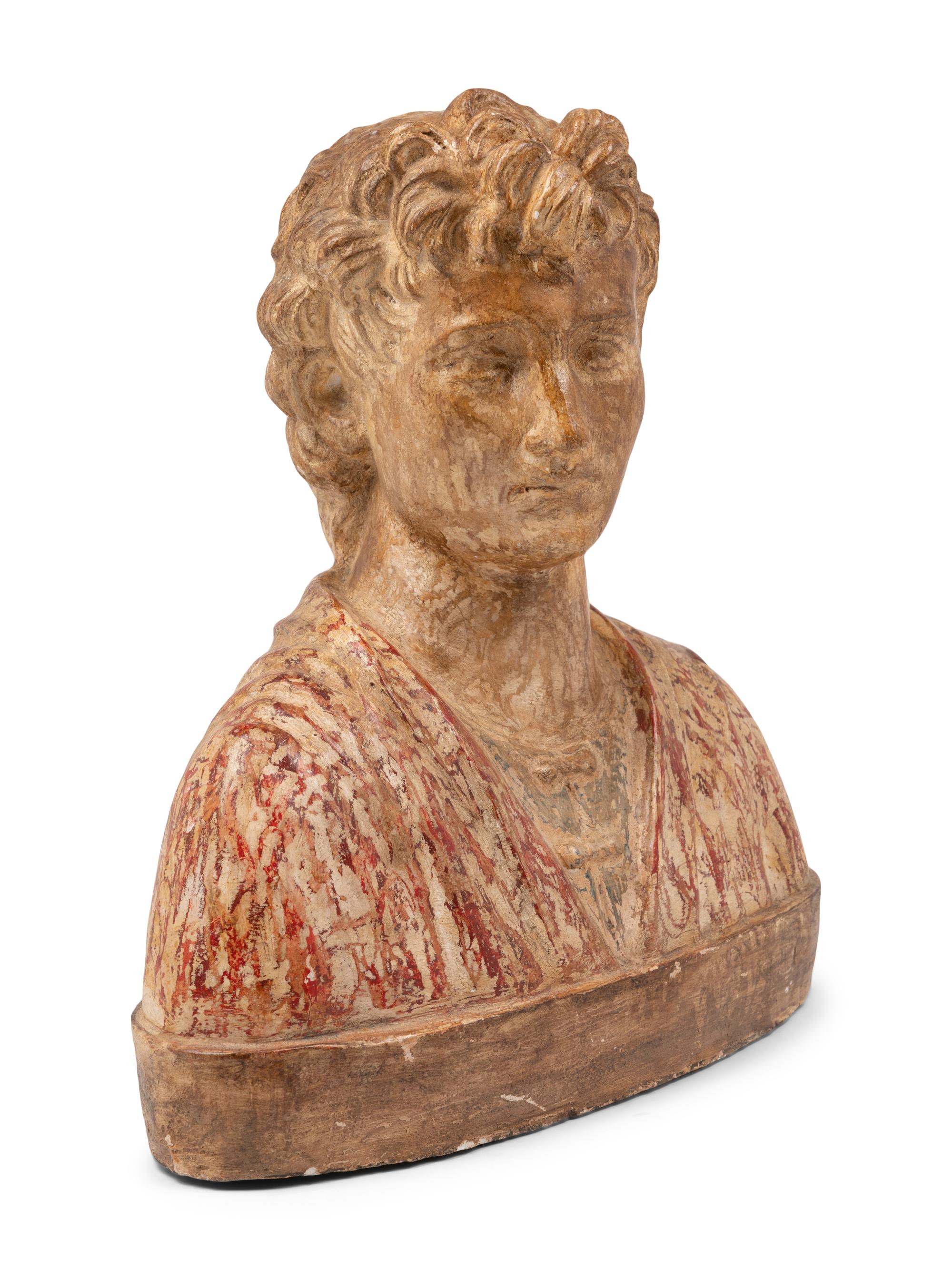 A Continental Polychrome Decorated Terra Cotta Bust