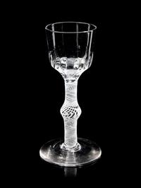 Two Moulded Glass Wine Glasses