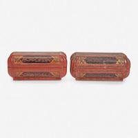 An associated pair of Chinese incised lacquer boxes 戗金漆盒一对 Late 16th / early 17th century ???????????