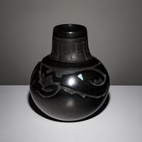 Melony Gutierrez (Santa Clara, 20th century) — Blackware Pottery Jar, with Turquoise