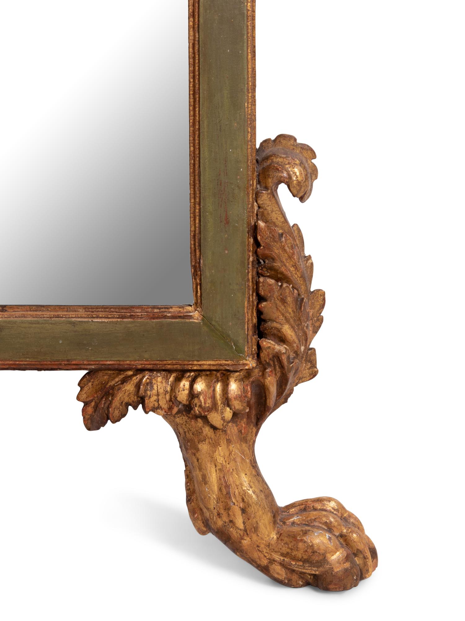 A North Italian Green-Painted and Parcel Gilt Pier Mirror