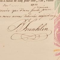 [American Revolution] Franklin, Benjamin. Partially-Printed Promissory Note, accomplished and twice signed