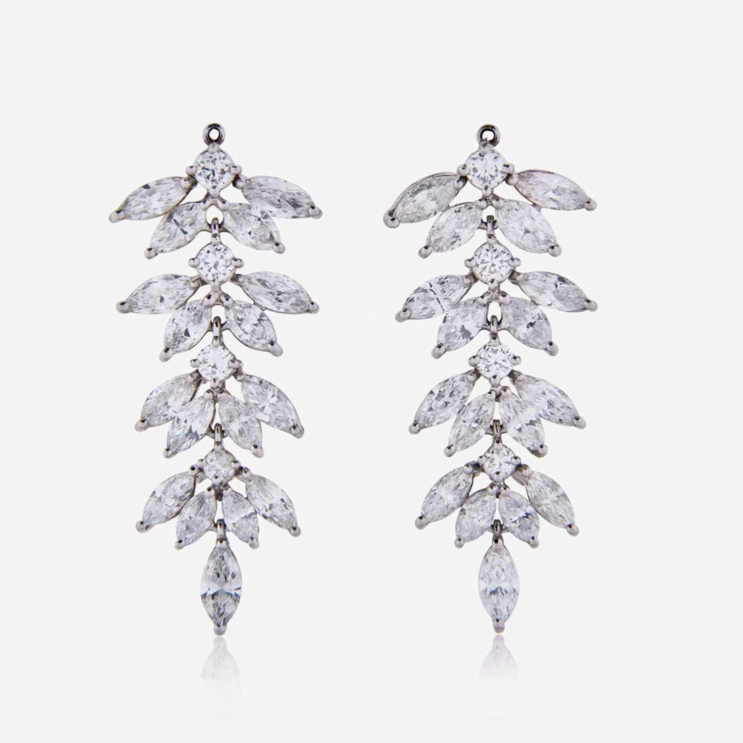 A Pair of Platinum and Diamond Earring Jackets
