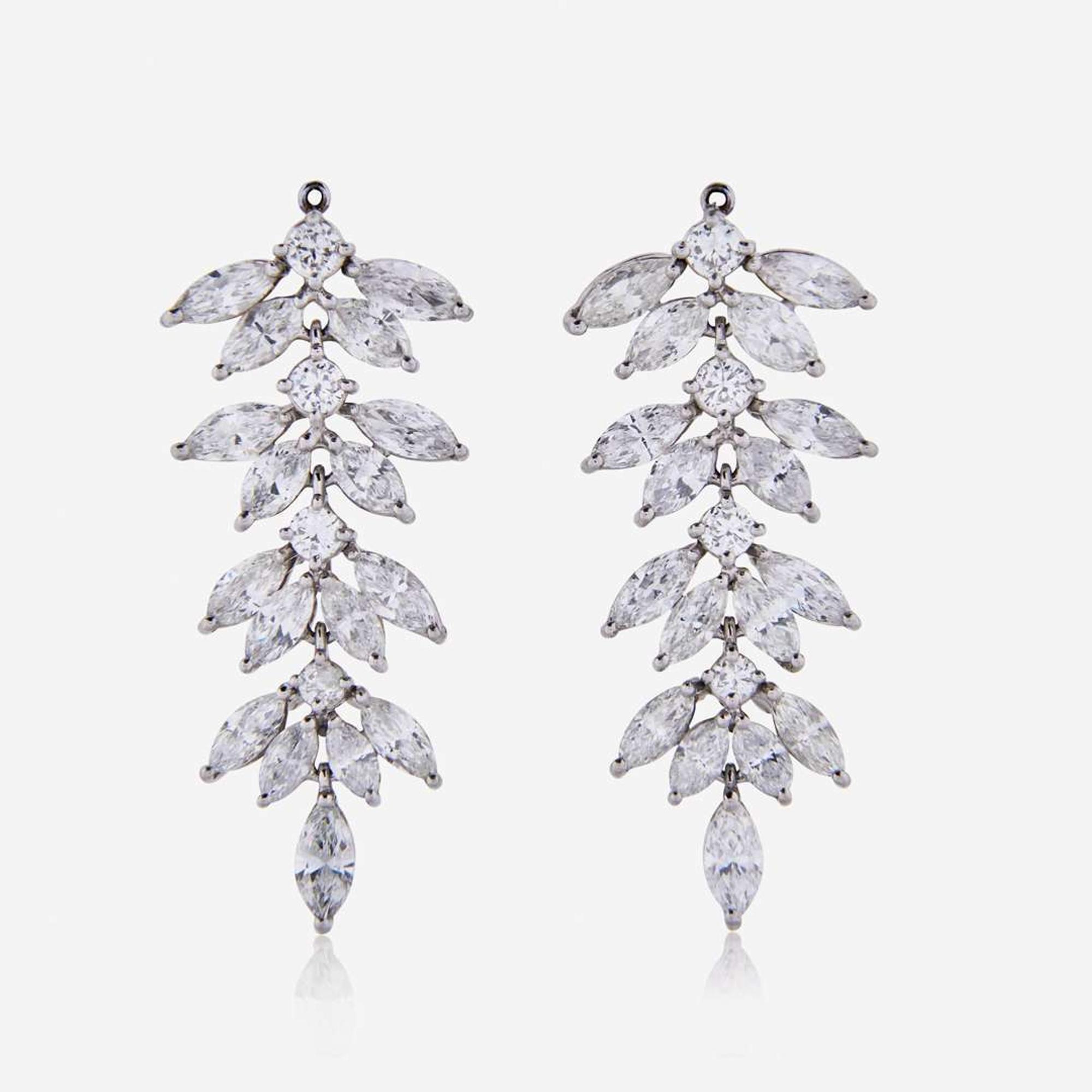 A Pair of Platinum and Diamond Earring Jackets