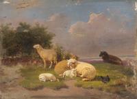 Jacob van Dieghem and Artist Unknown, (Dutch, 19th Century), Landscape with Sheep and Fowl, 1875 and Landscape with Sheep (two works)