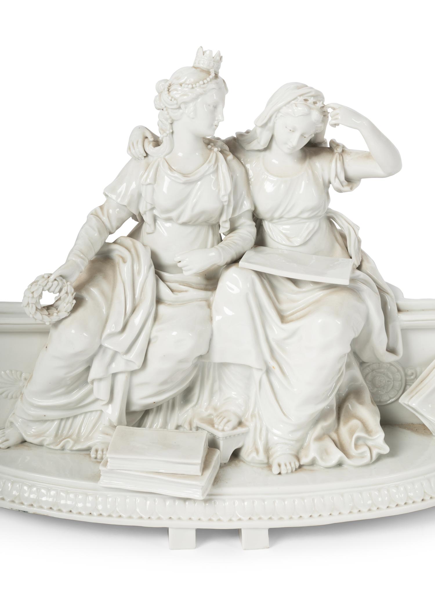 A Capodimonte Porcelain Two-Piece Table Garniture