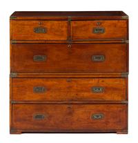 A George III Style Campaign Chest Height 39 7/8 x width 40 x depth 18 inches. — 19TH CENTURY