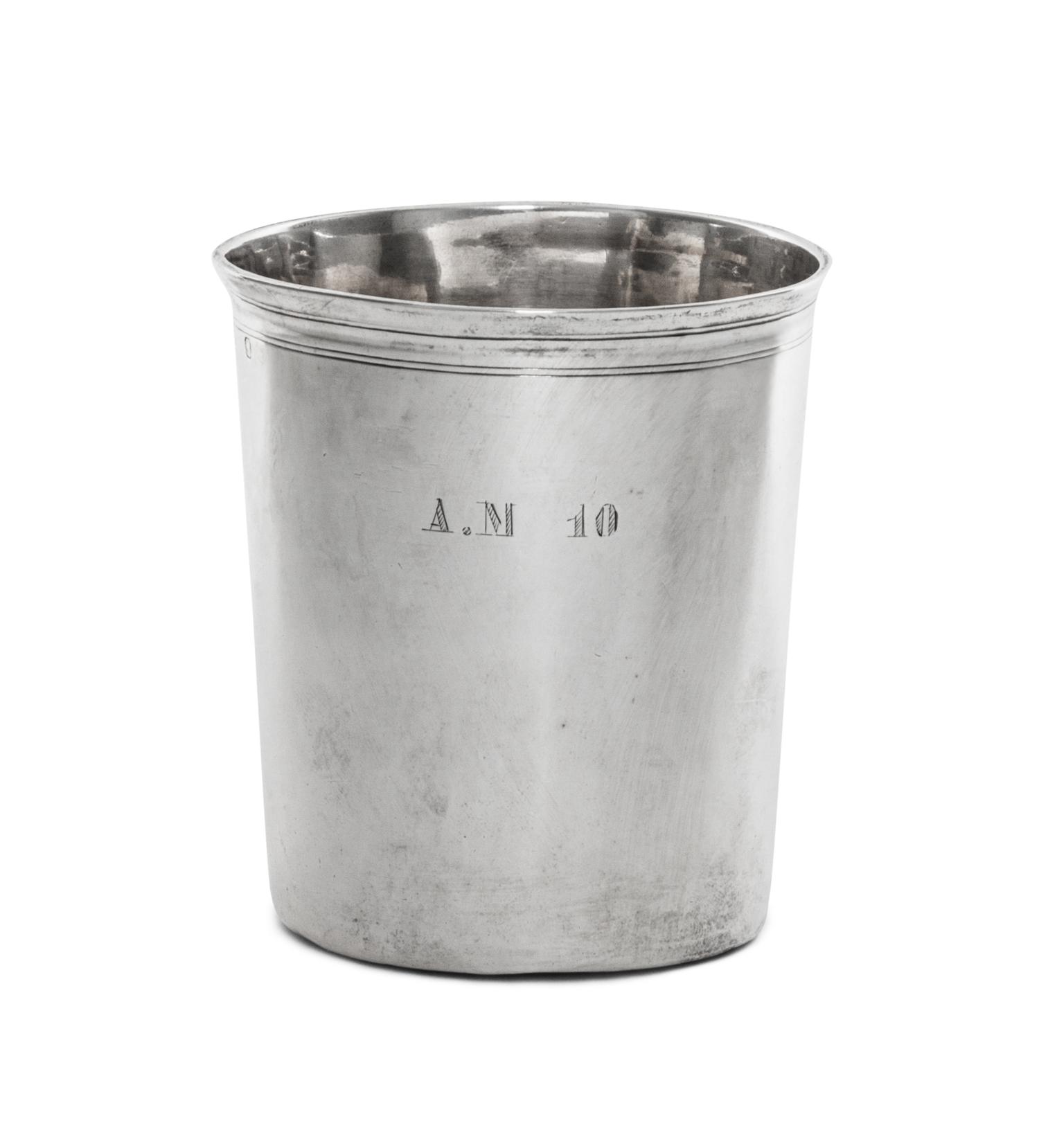 An American Silver Beaker, S. Kirk & Son, Balimore, MD, 19th/20th Century, tapered cylindrical form, with applied reeded rim.