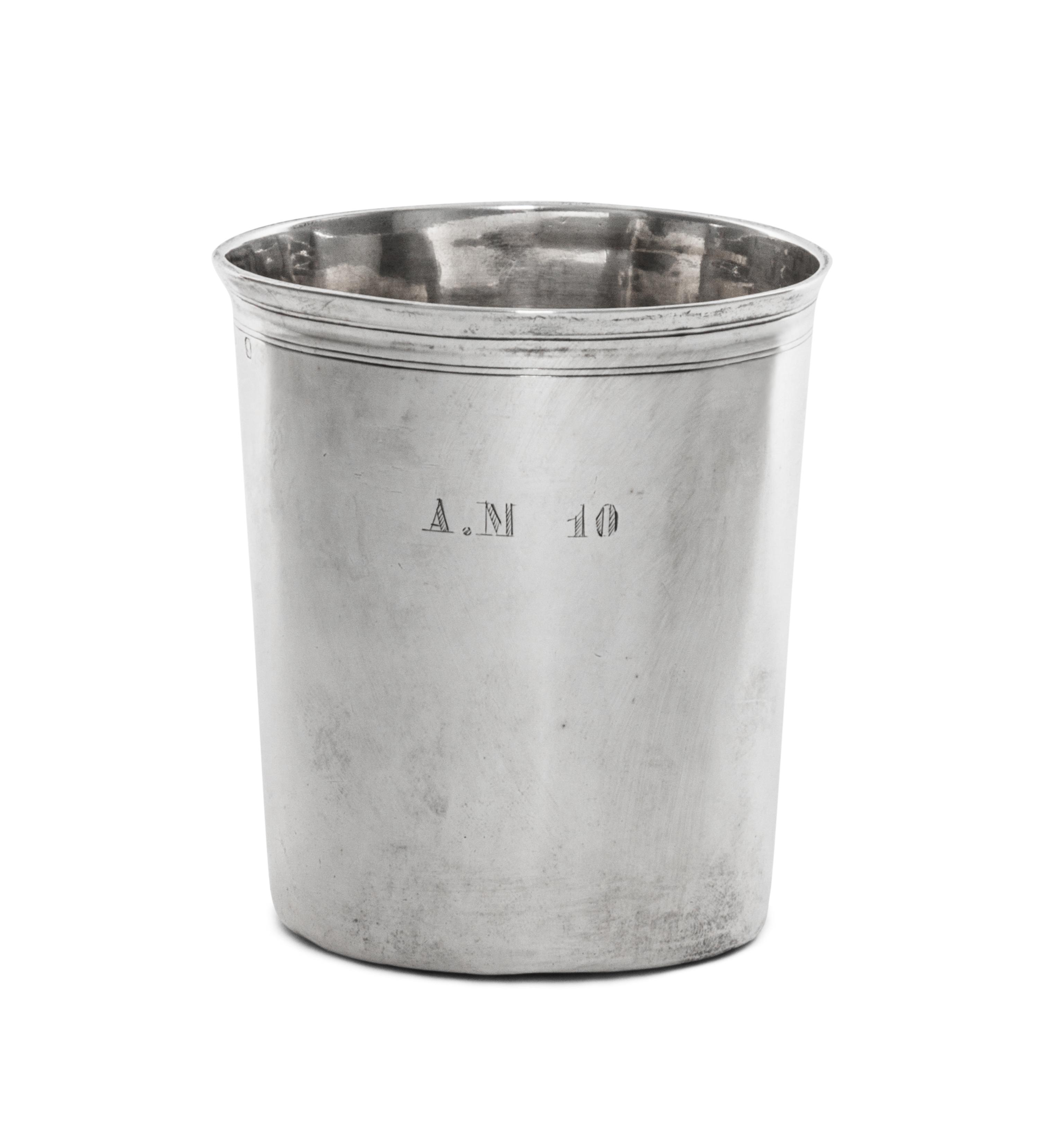 An American Silver Beaker, S. Kirk & Son, Balimore, MD, 19th/20th Century, tapered cylindrical form, with applied reeded rim.