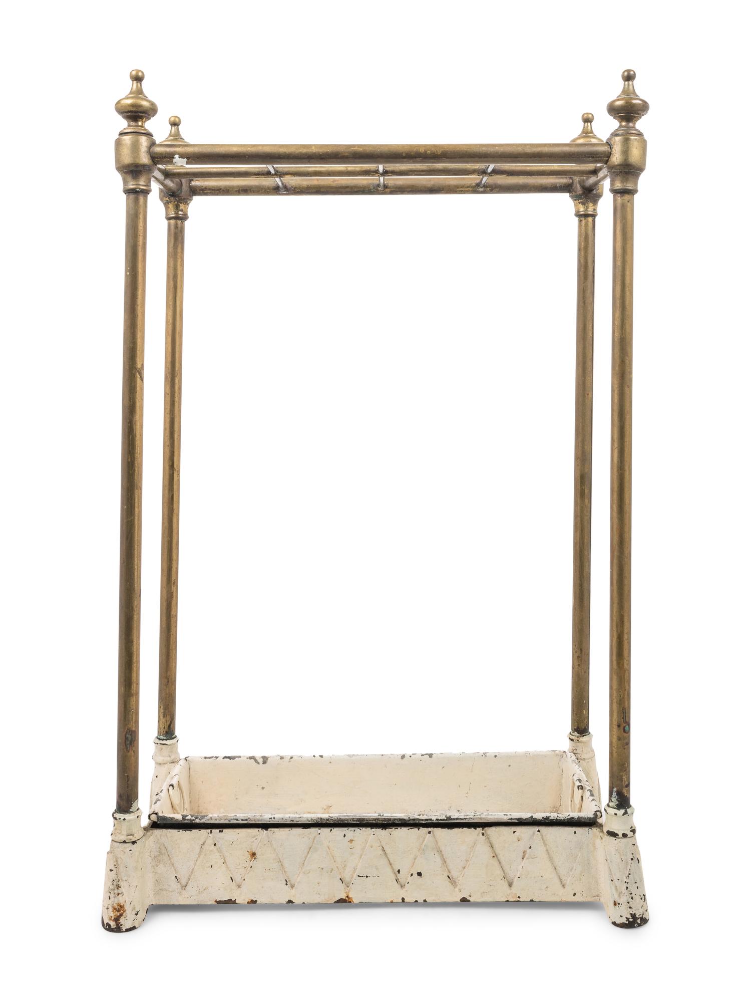 An English Brass and Painted Tôle Umbrella Stand