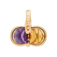 BICOLOR GOLD, AMETHYST, CITRINE AND DIAMOND RING AND PENDANT