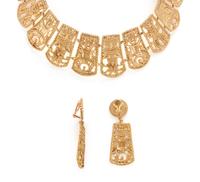 YELLOW GOLD NECKLACE AND EARCLIPS
