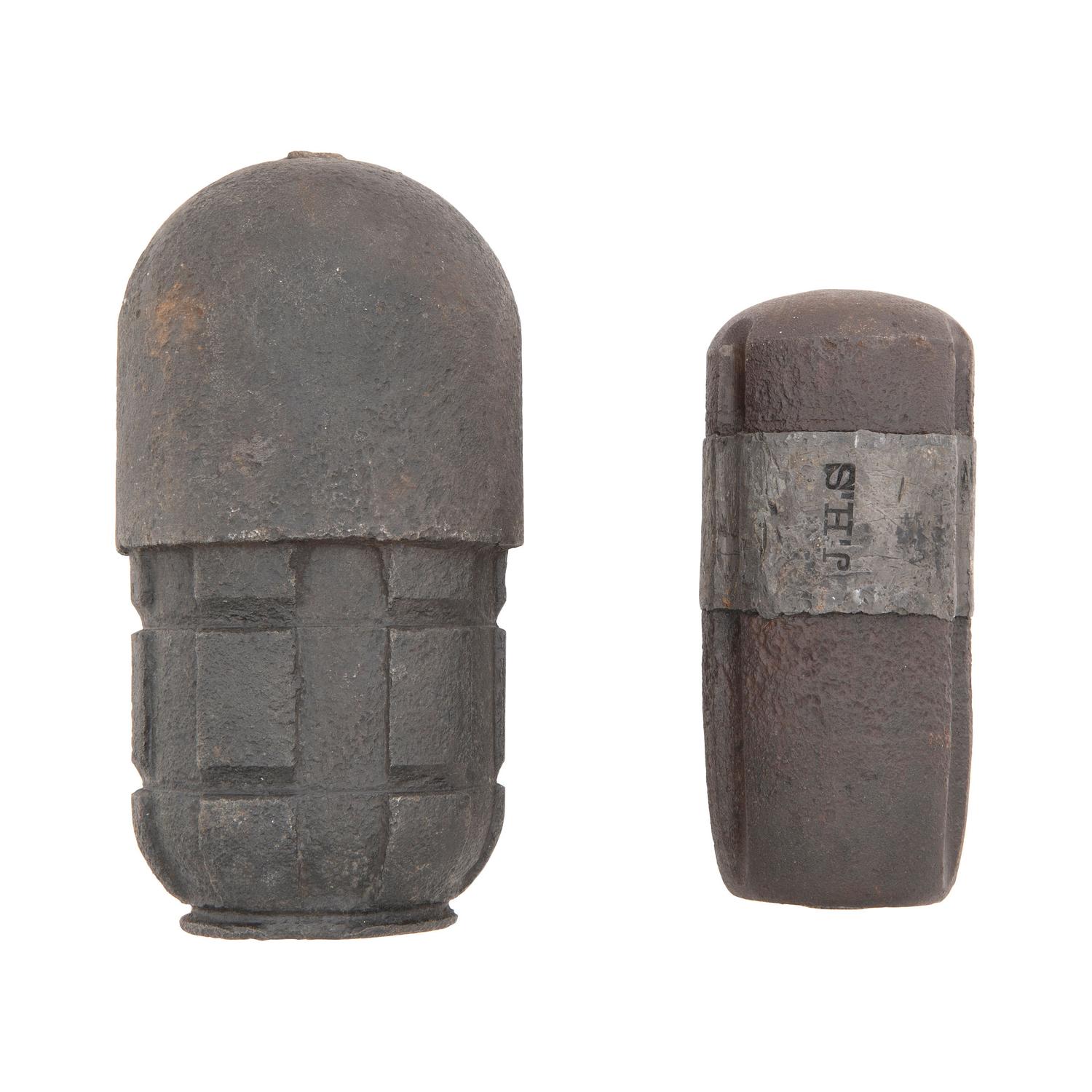 Two Excavated Civil War Artillery Shells: 4.5" Dyer & 3" Hotchkiss Case Shot
