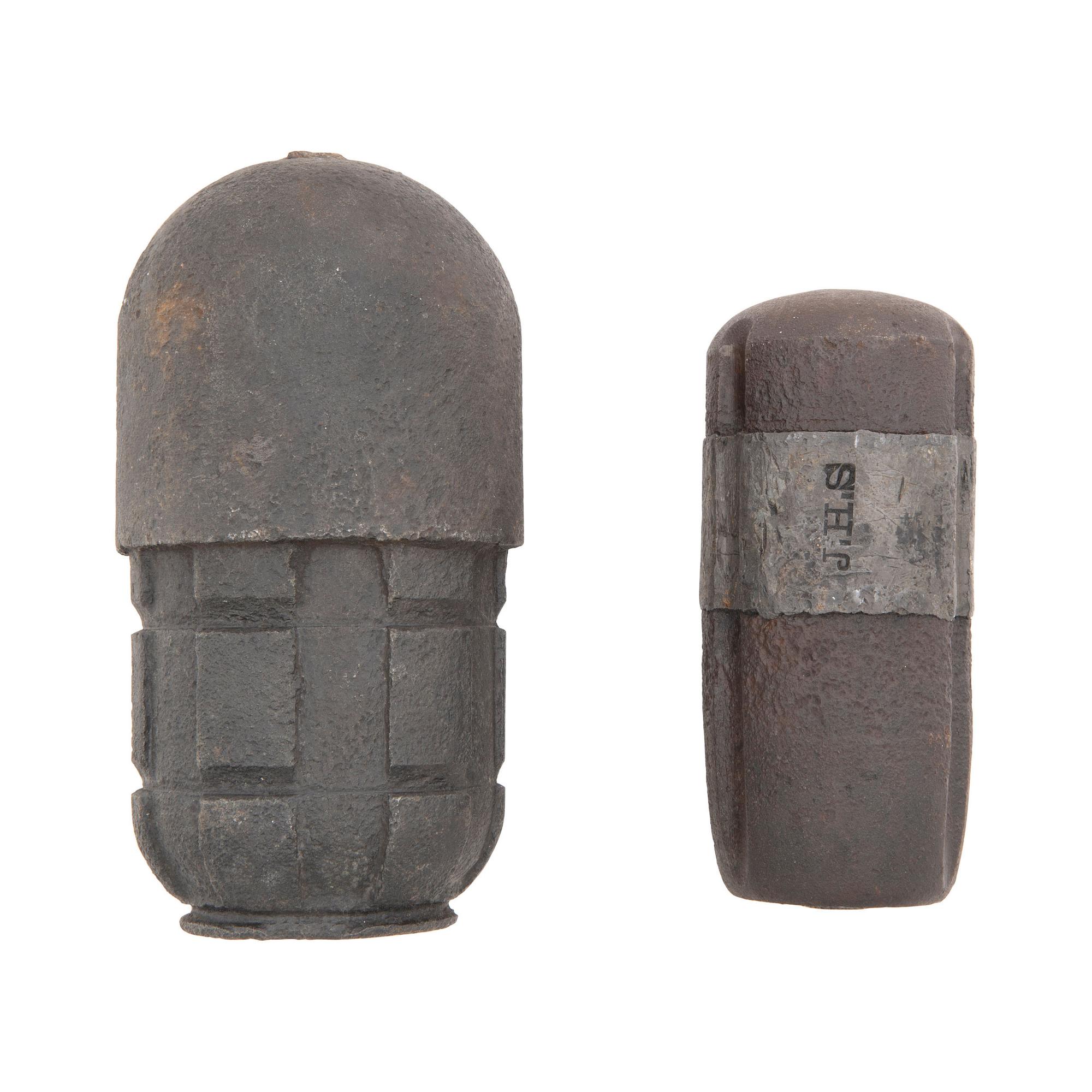 Two Excavated Civil War Artillery Shells: 4.5" Dyer & 3" Hotchkiss Case Shot