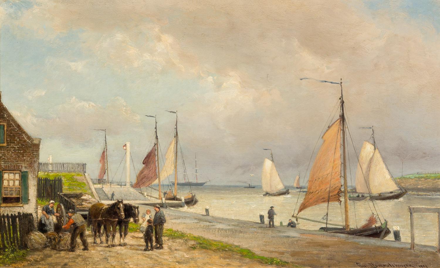 Cornelis Christiaan Dommelshuizen, (Dutch, 1842-1928), Ingang der haven te den helder, Holland, 1907