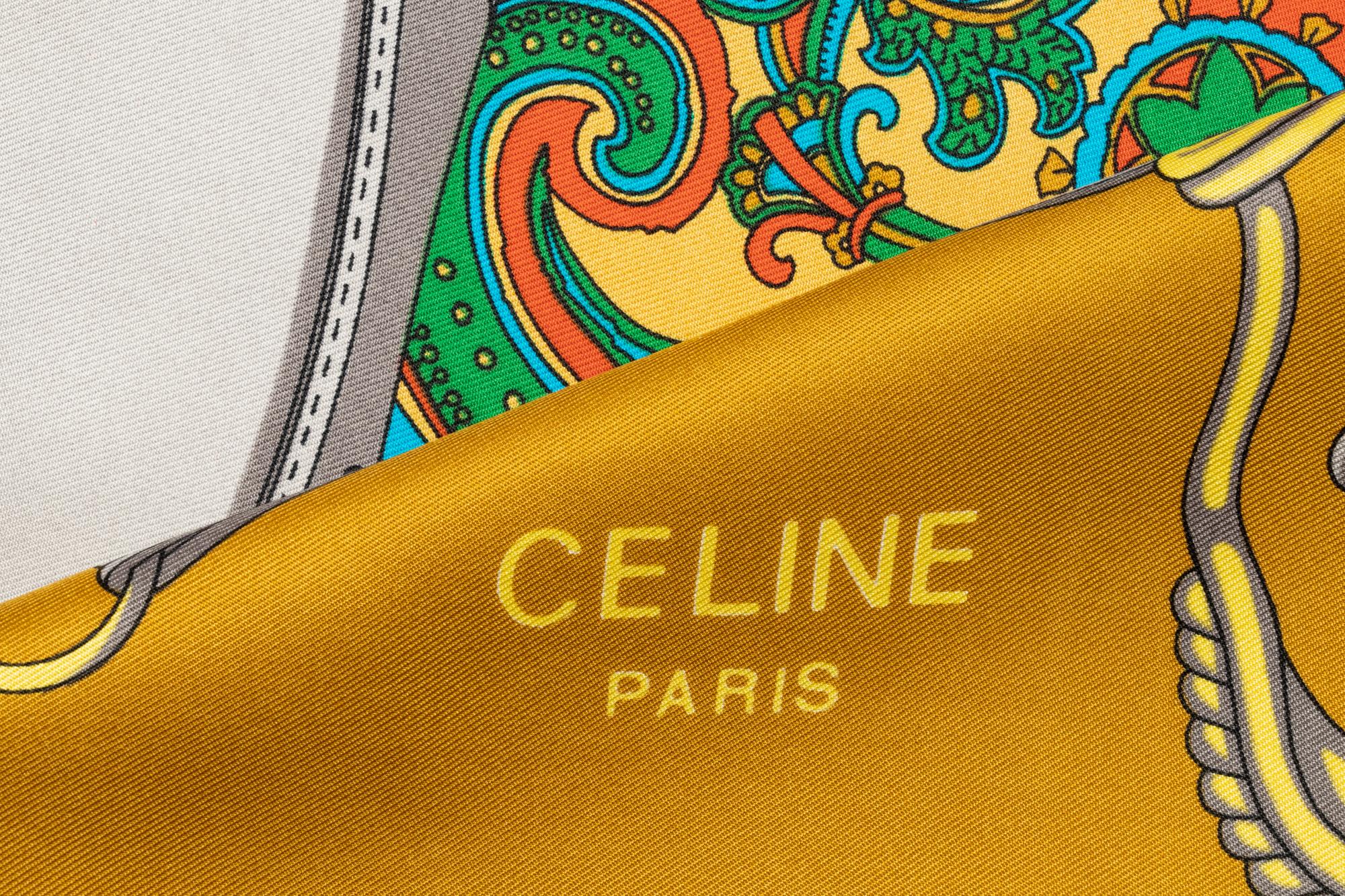 Three Designer Silk Scarves: Two Hermès & One Celine