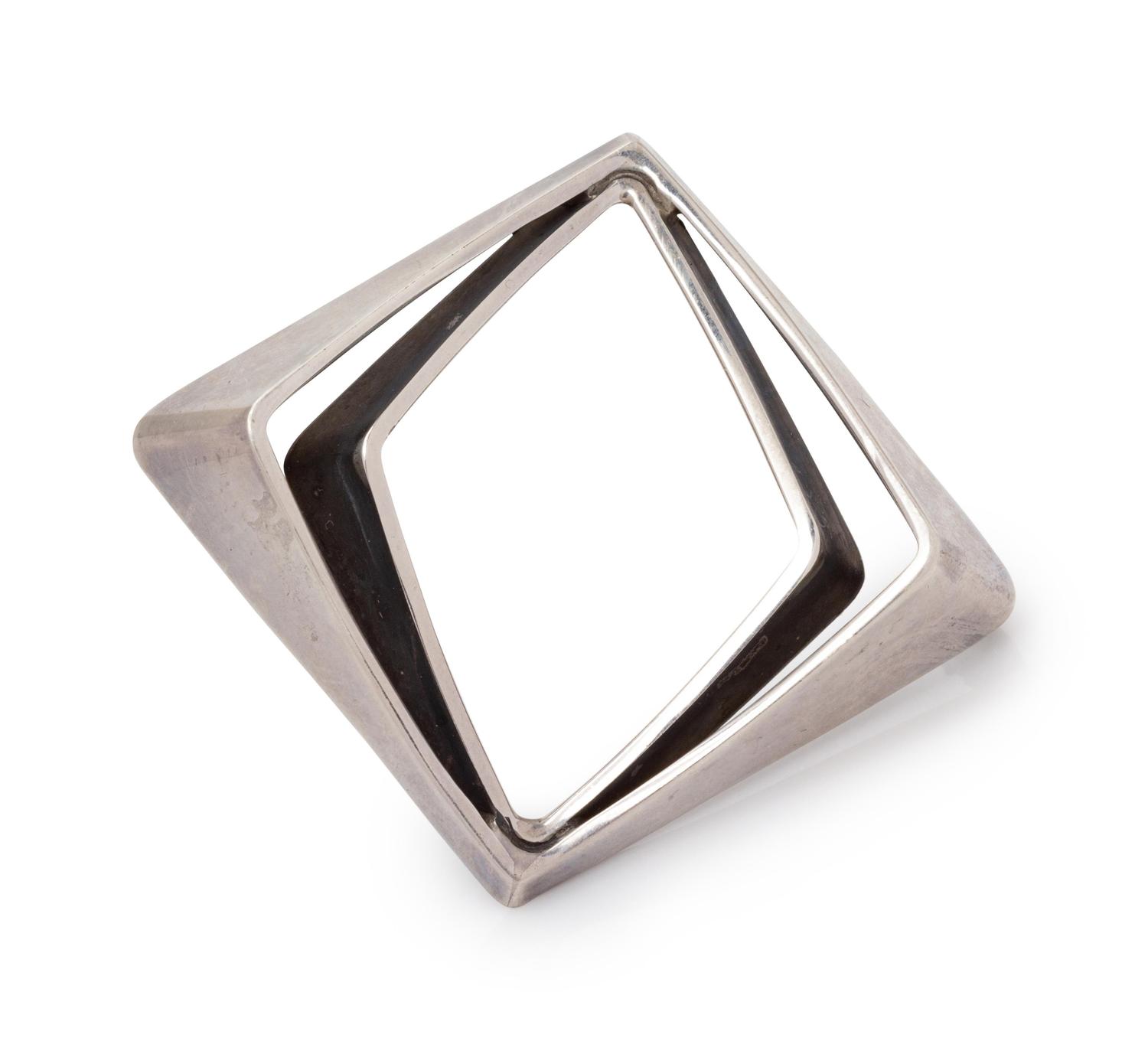 A Modernist Sterling Silver 'Amphi' Brooch, Odvar Pettersen for Plus Norway Designs,