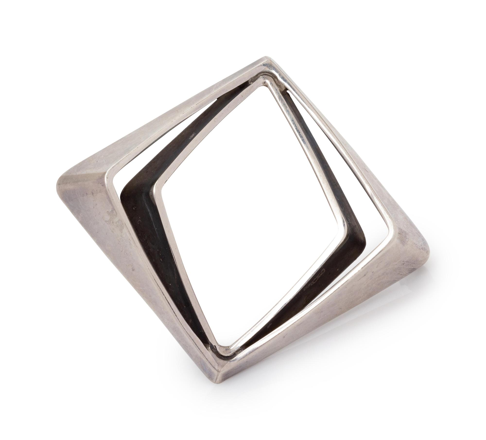A Modernist Sterling Silver 'Amphi' Brooch, Odvar Pettersen for Plus Norway Designs,