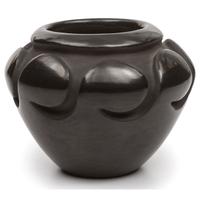 Deeply Carved Blackware Vase, with Avanyu AND Carved Blackware Jar
