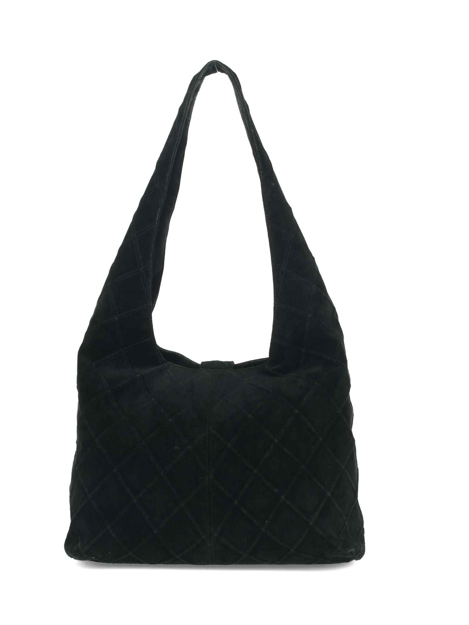 Chanel Black Suede Shoulder Hobo Bag