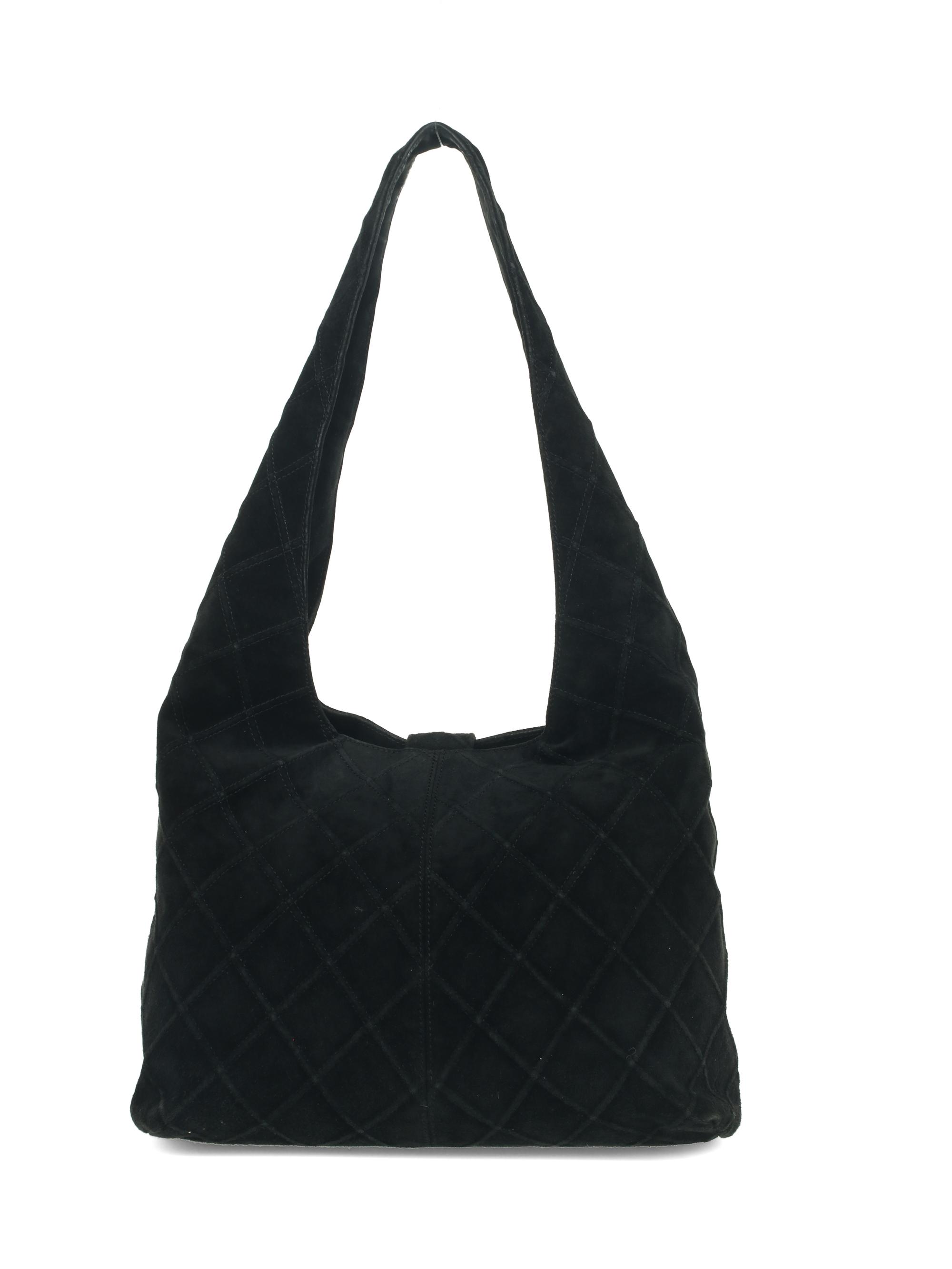 Chanel Black Suede Shoulder Hobo Bag