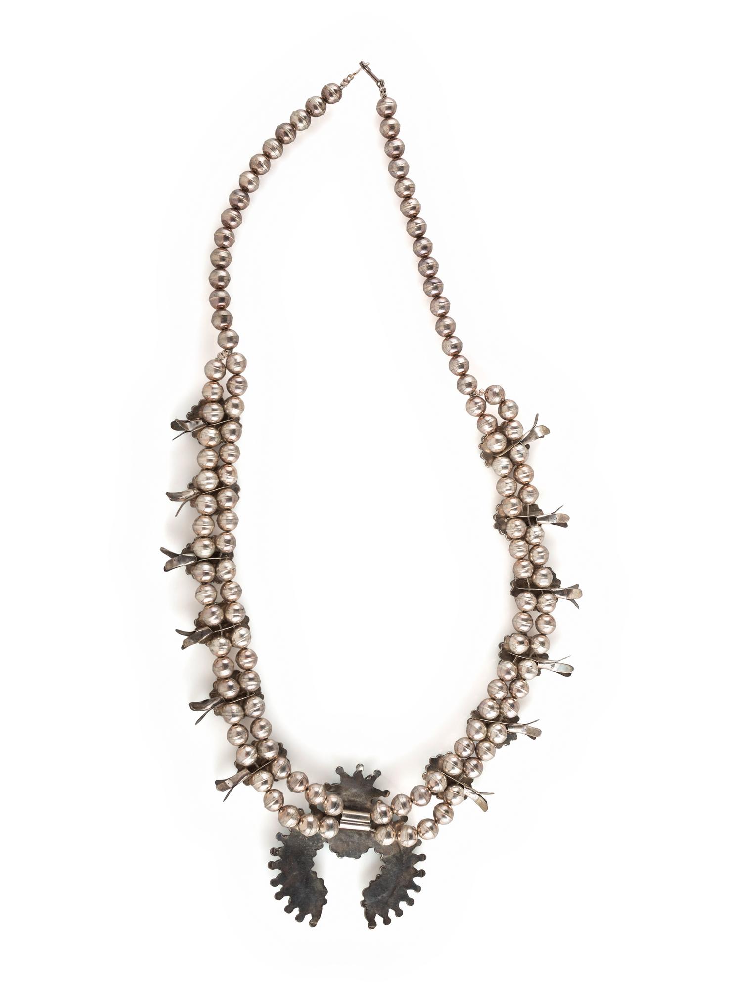 Zuie Petite Silver and Petit Point Cluster Squash Blossom Necklace