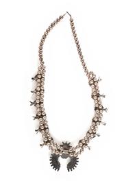 Zuie Petite Silver and Petit Point Cluster Squash Blossom Necklace