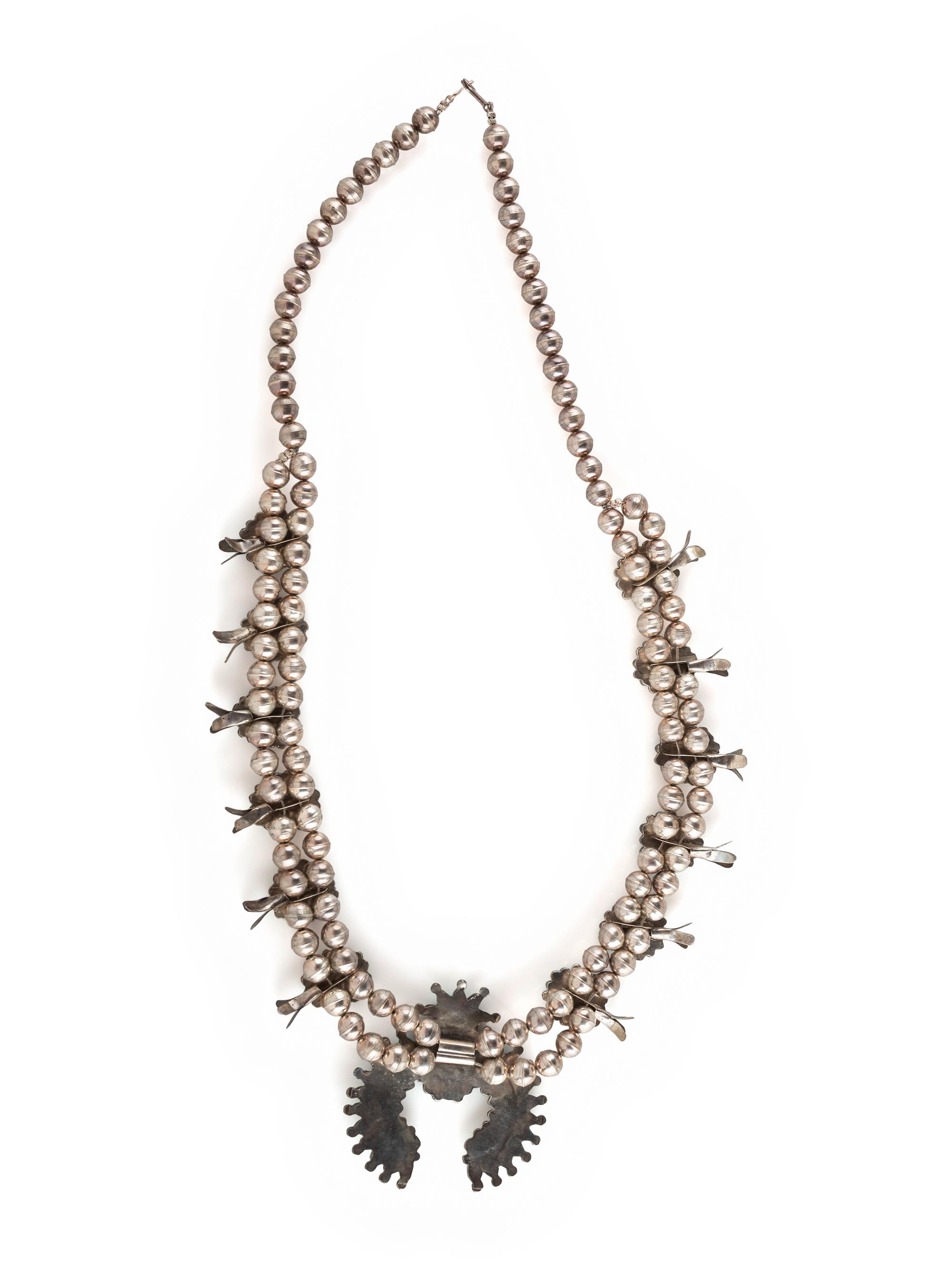 Zuie Petite Silver and Petit Point Cluster Squash Blossom Necklace