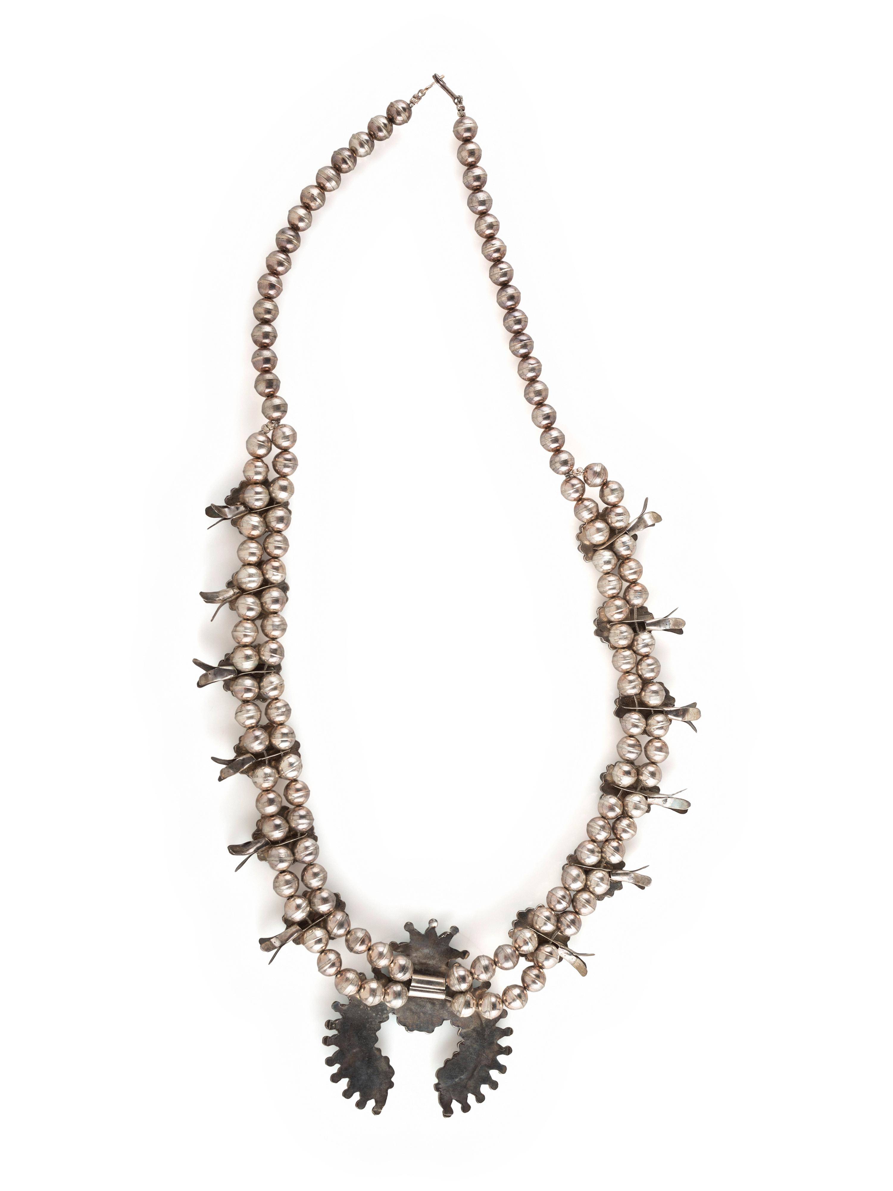 Zuie Petite Silver and Petit Point Cluster Squash Blossom Necklace