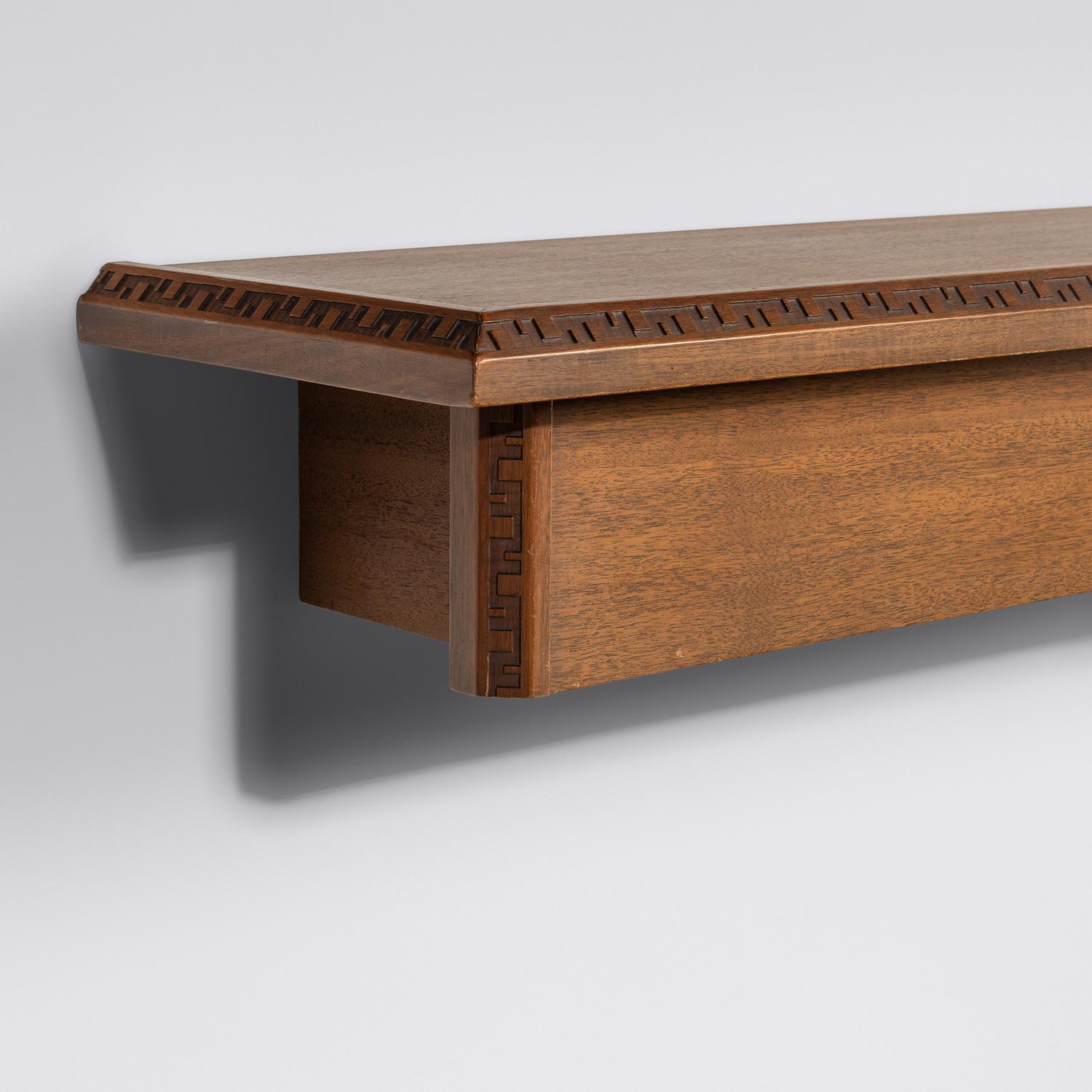 Modified Taliesin wall-mounted shelf, c. 1955 Heritage Henredon USA