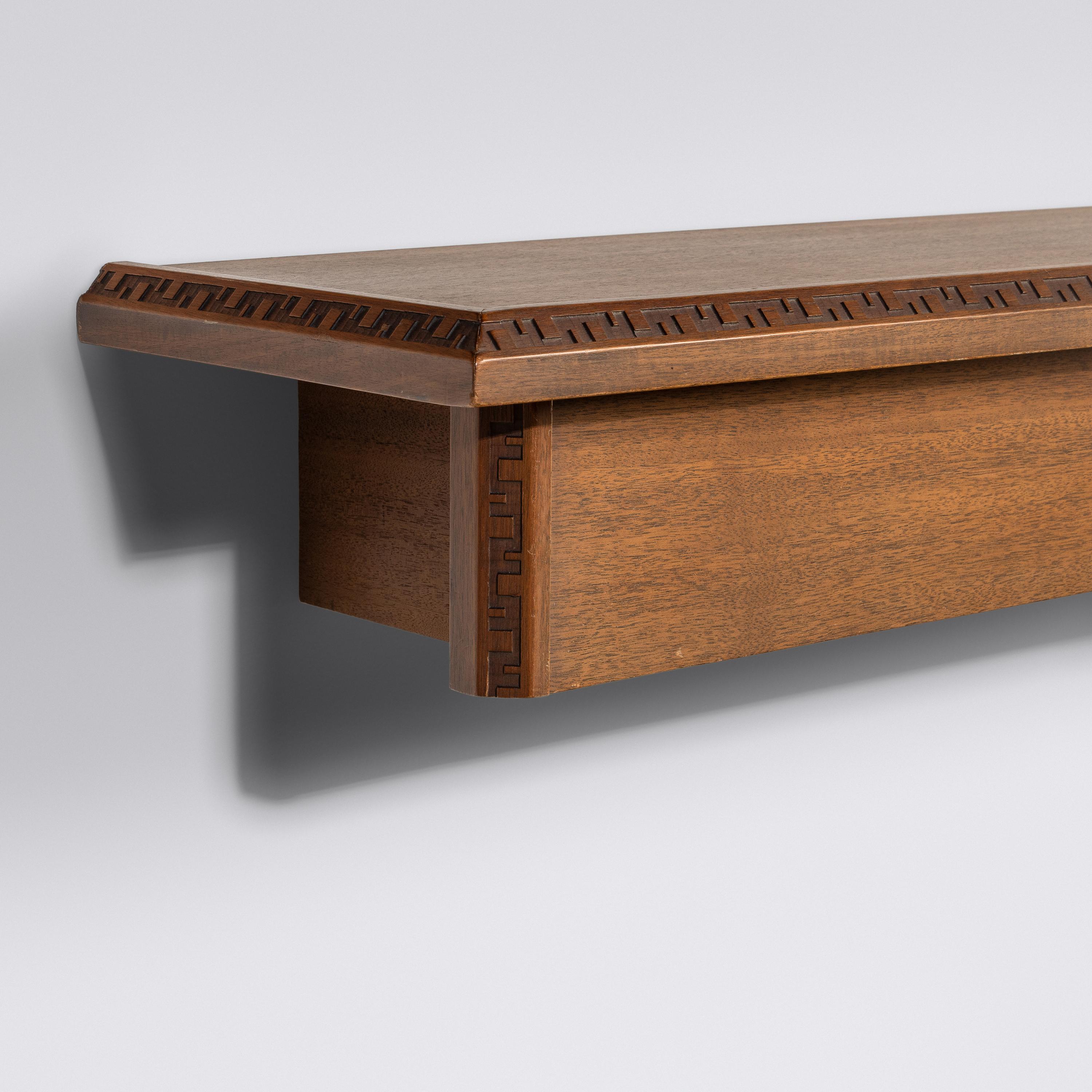 Modified Taliesin wall-mounted shelf, c. 1955 Heritage Henredon USA