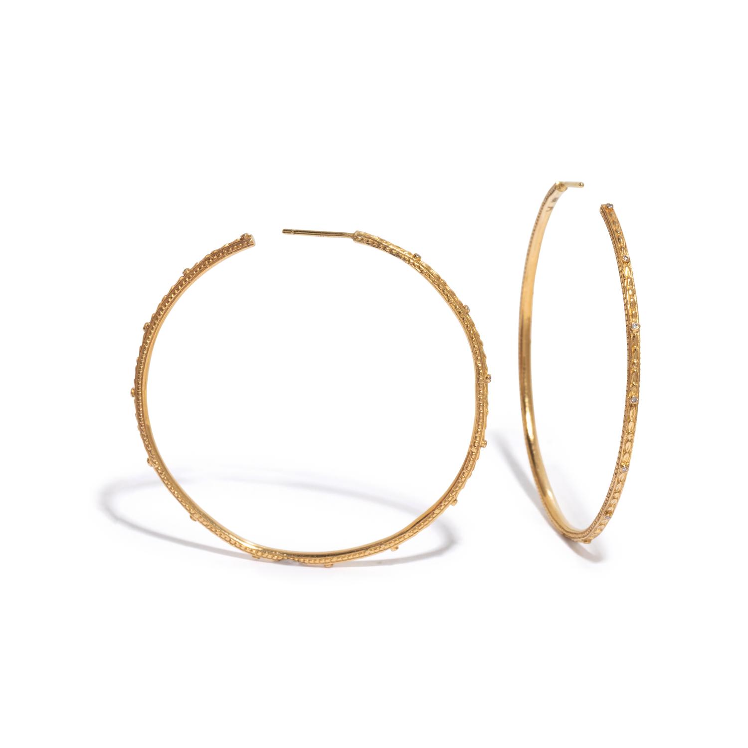 YELLOW GOLD AND DIAMOND HOOP EARRINGS
