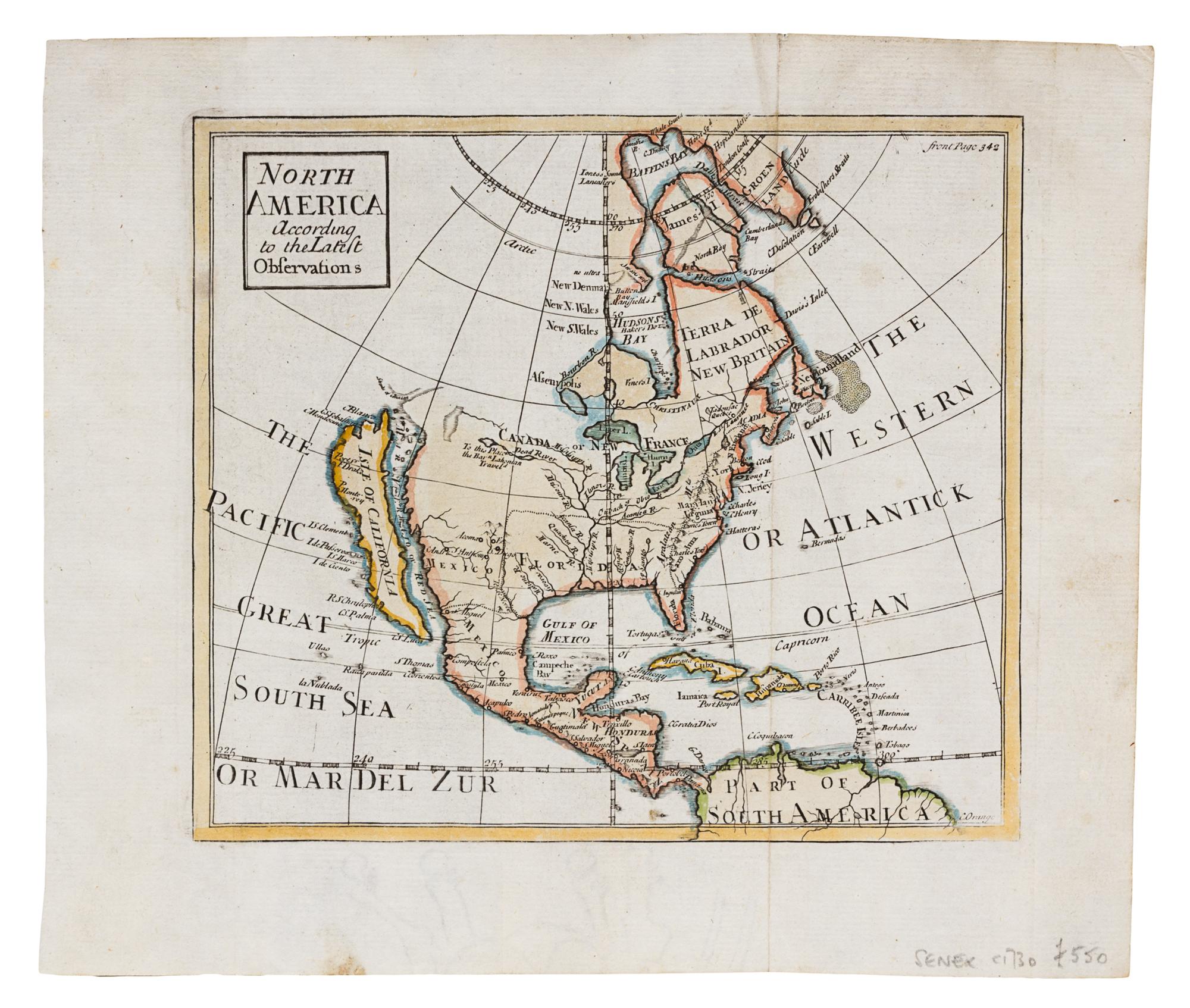 SENEX, John (fl.1700-1740). North America According to the Latest Observations. N.p.: n.p., [ca 1719].