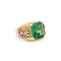 JULIUS COHEN, BICOLOR GOLD AND TSAVORITE GARNET RING