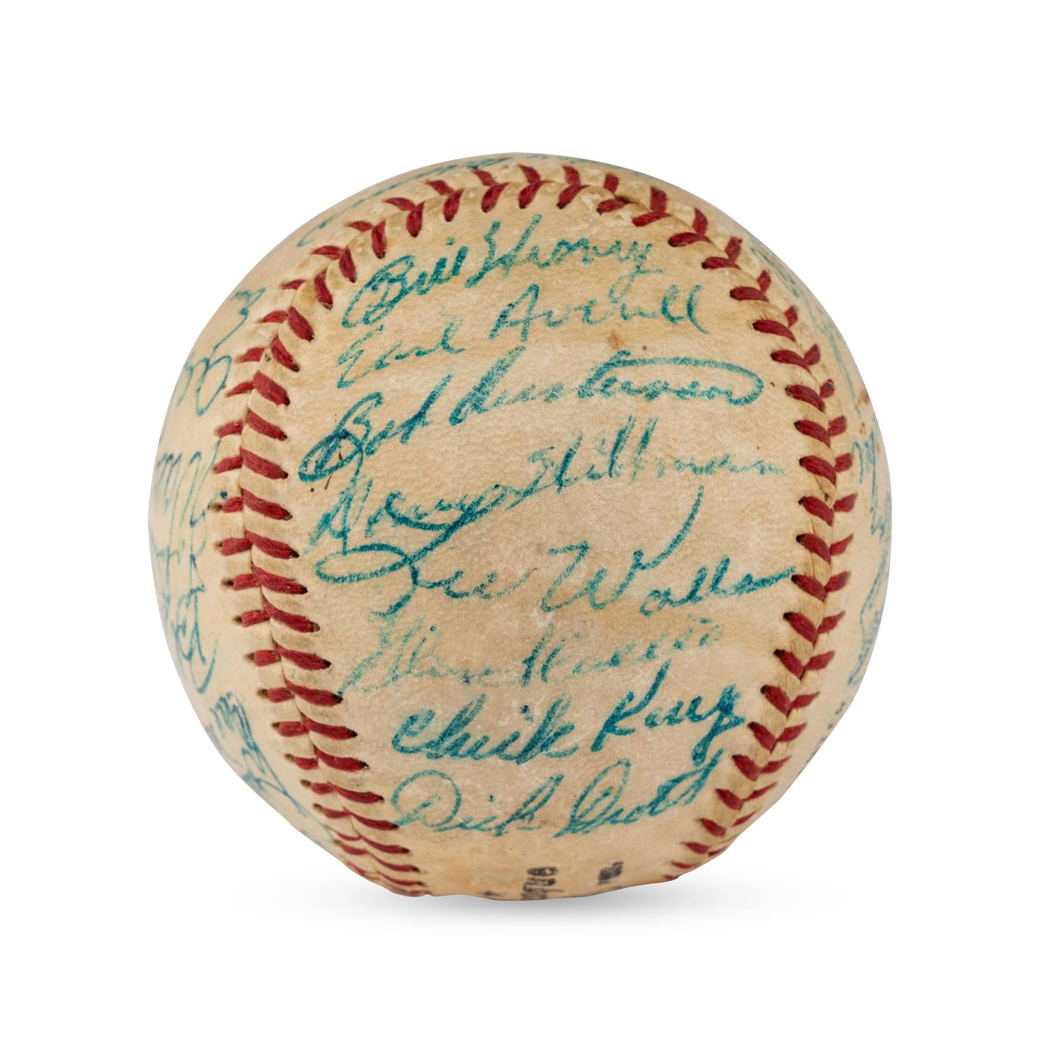 A 1958 Chicago Cubs Team Signed Autograph Baseball (Ernie Banks MVP Season)