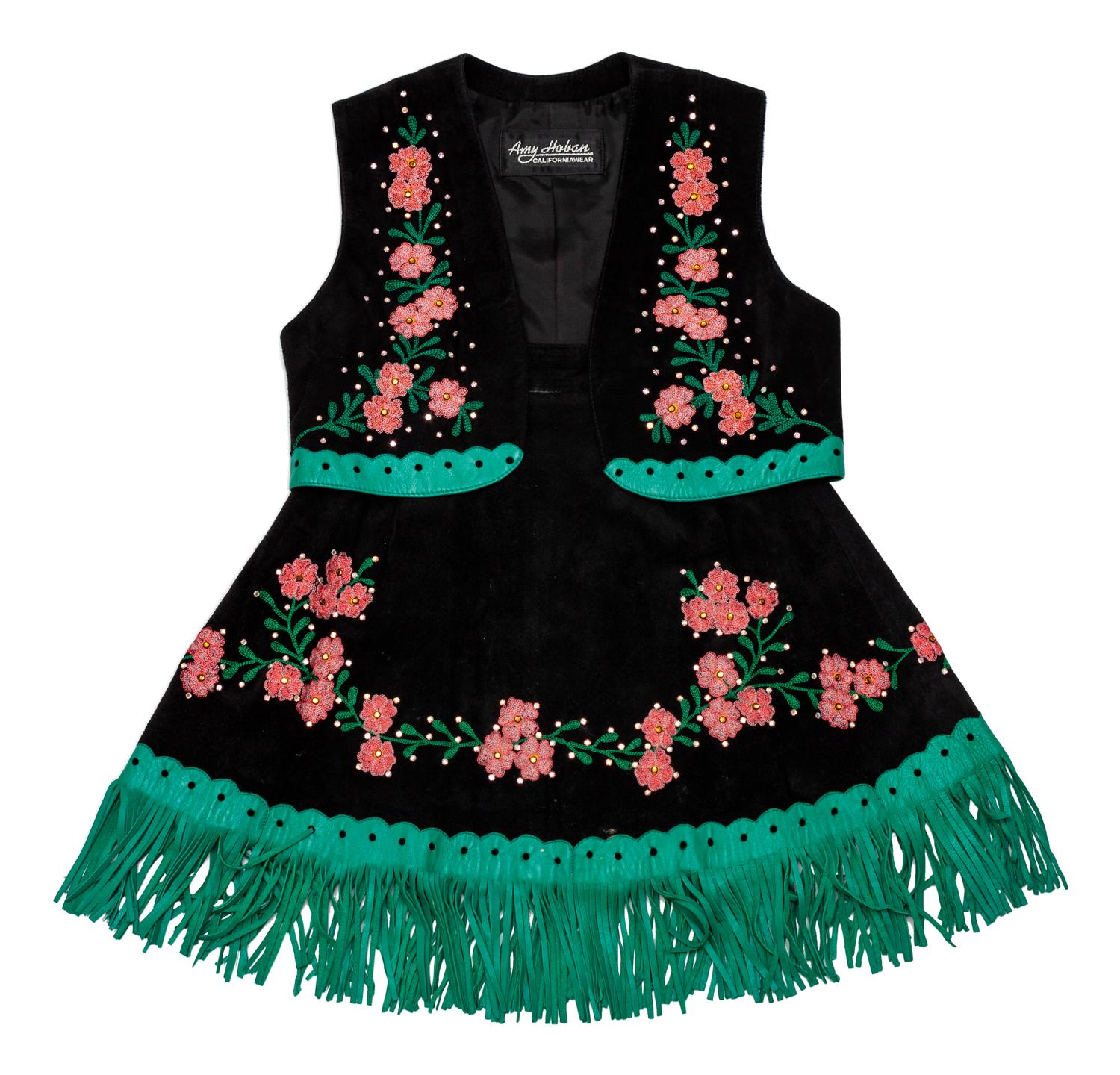 Two Girl's Rodeo Vest/Skirt Outfits