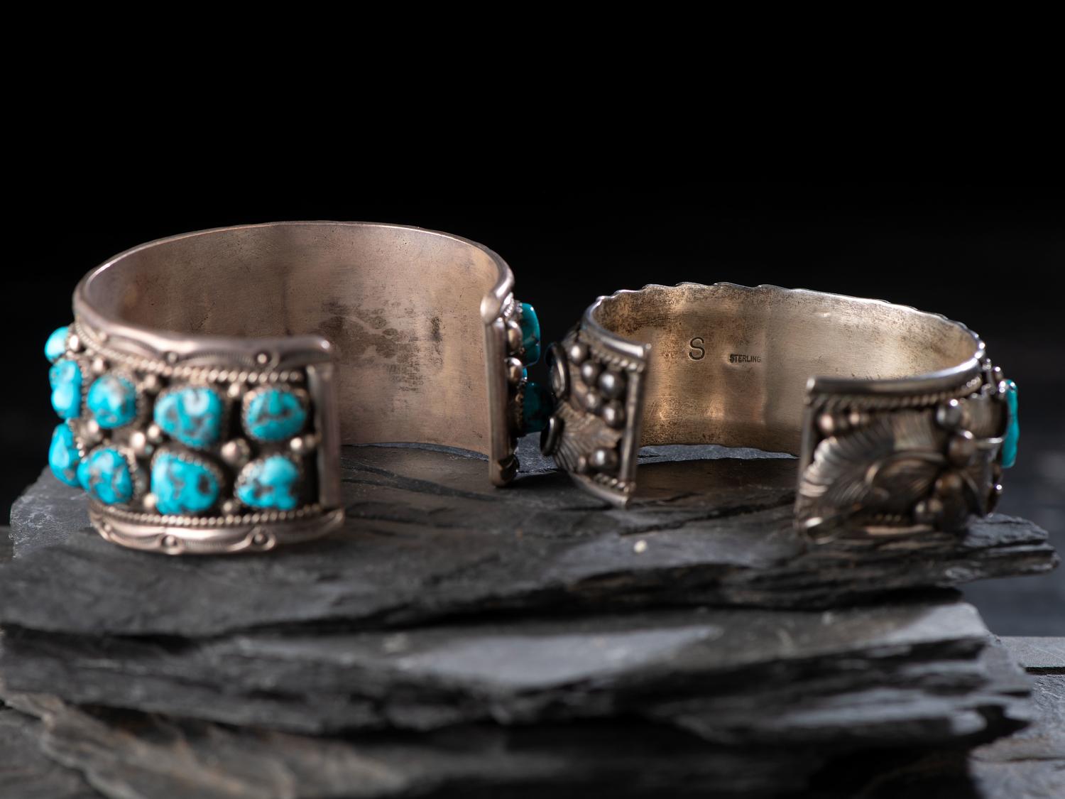 Navajo Sterling Silver and Turquoise Cuff Bracelets